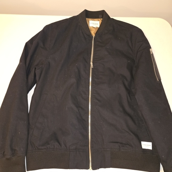 Five Four L.A. Canvas Ripstop Bomber Jacket Blk MED GRUNGE Biker GOTHCORE Militi - Picture 1 of 9